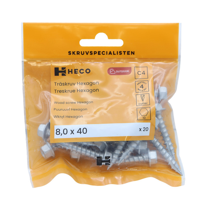 Träskruv Protect 4 8 x 40 mm 20-pack Heco